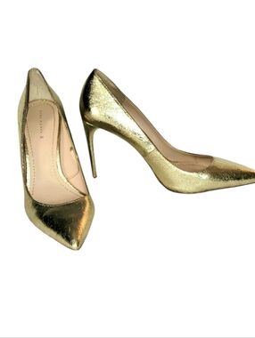 Zara Woman Metallic Gold 4" Stiletto Pointed Toe High Heels Size 40 (EU) US 9